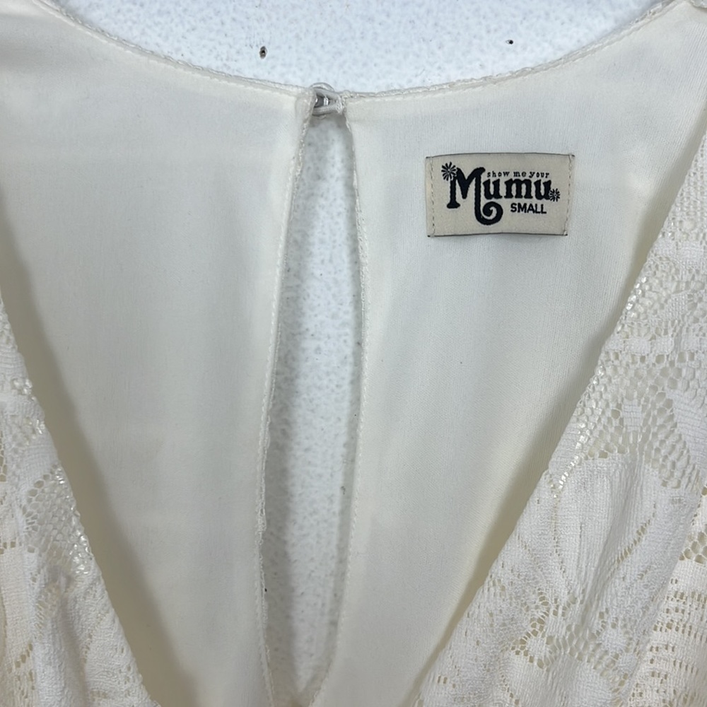 Show me your Mumu Loretta Bell Sleeve Romper Garden Party Lace Cream Sz … - Picture 5 of 7